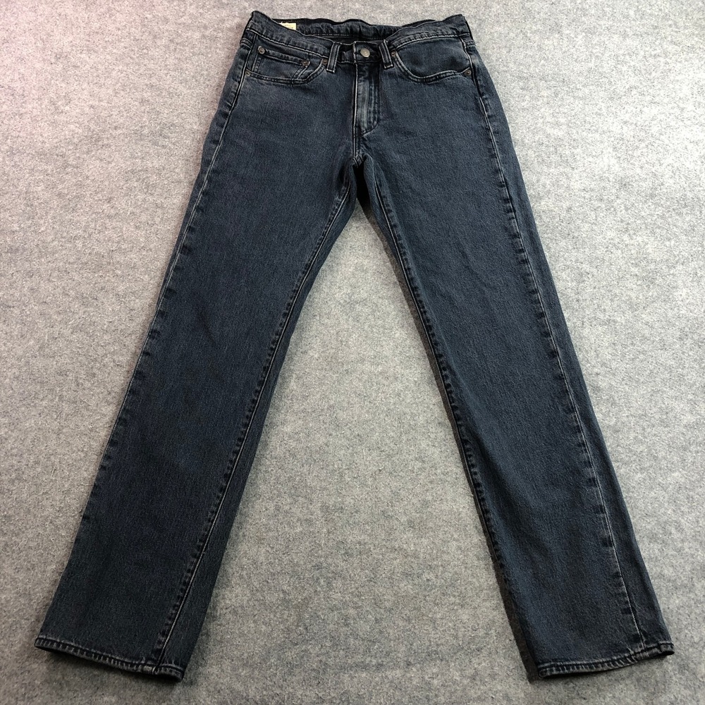 Levi's Premium Mens 514 Straight Jeans 31x32 Dark Wash Big E Denim Leather Patch